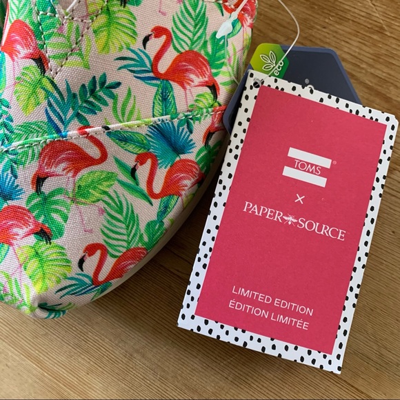 TOMS SZ 7 New Paper Source Alpargata Shoes Flamingo Tropical - Picture 12 of 12